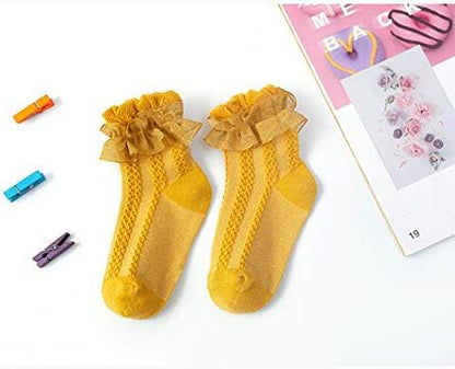 Baby Girls' Eyelet Lace Flower Socks  Ankle Sock for Newborn Infant Toddlers Kids