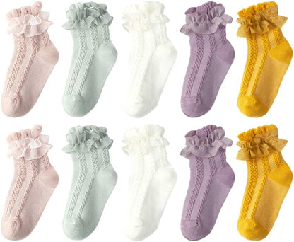 Baby Girls' Eyelet Lace Flower Socks  Ankle Sock for Newborn Infant Toddlers Kids