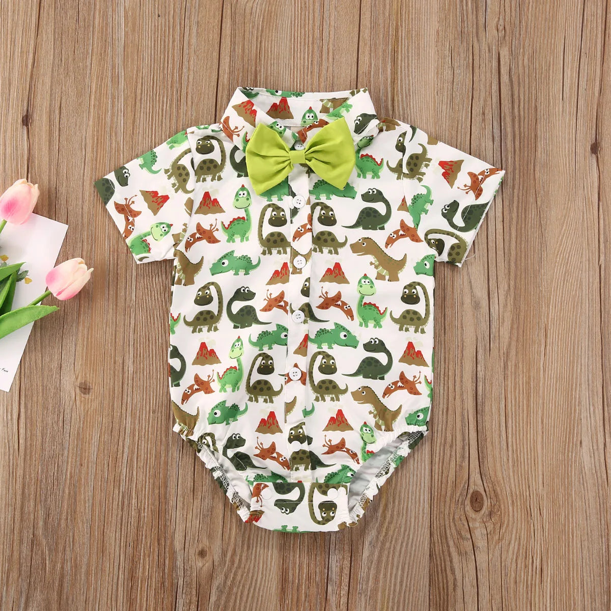 2020 Baby Summer Clothes Infant Newborn Baby Boy Bowknot Tie Bodysuit Shortsleeve Flamingo Dinosaur Pineapple Gentleman Jumpsuit