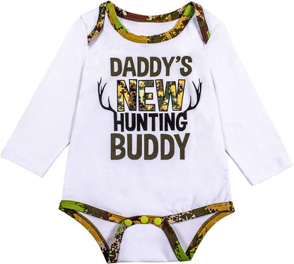 Baby Boy Deer Outfit Mommy'S New Man Clothes Daddy'S Hunting Buddy Pant Set