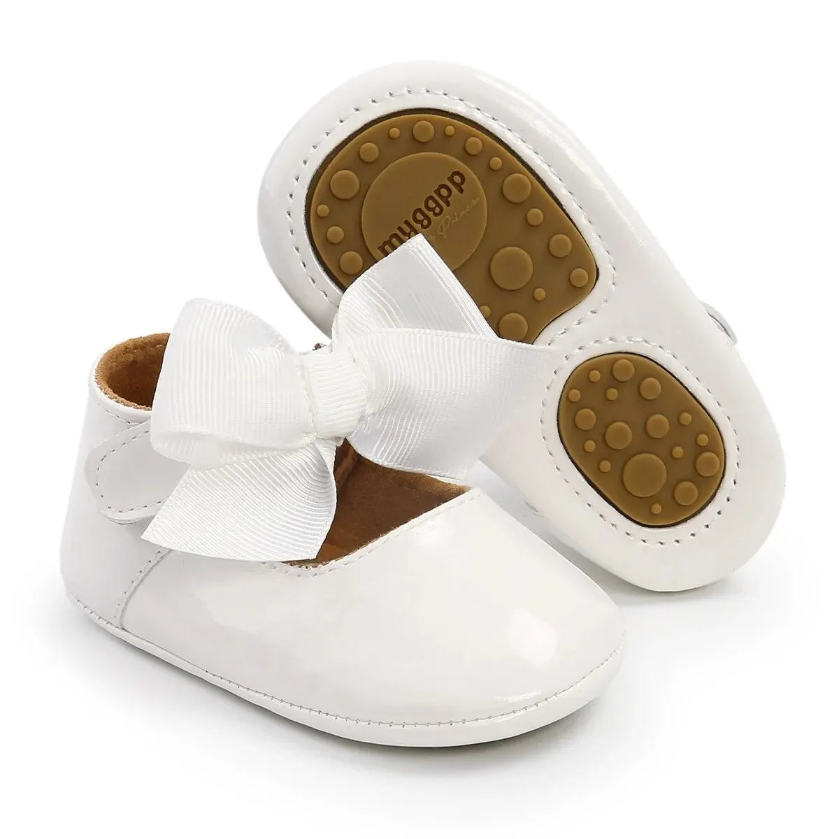 Baby Shoes Bowknot Rubber Sole Anti-Slip PU Ballet Slippers Baby Girl Dress Shoes First Walker Toddler Crib Shoes