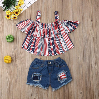 Toddler Girls Summer Short Set Halter Ruffle Top+Floral Shorts Summer Clothes 2 PCS Outfit