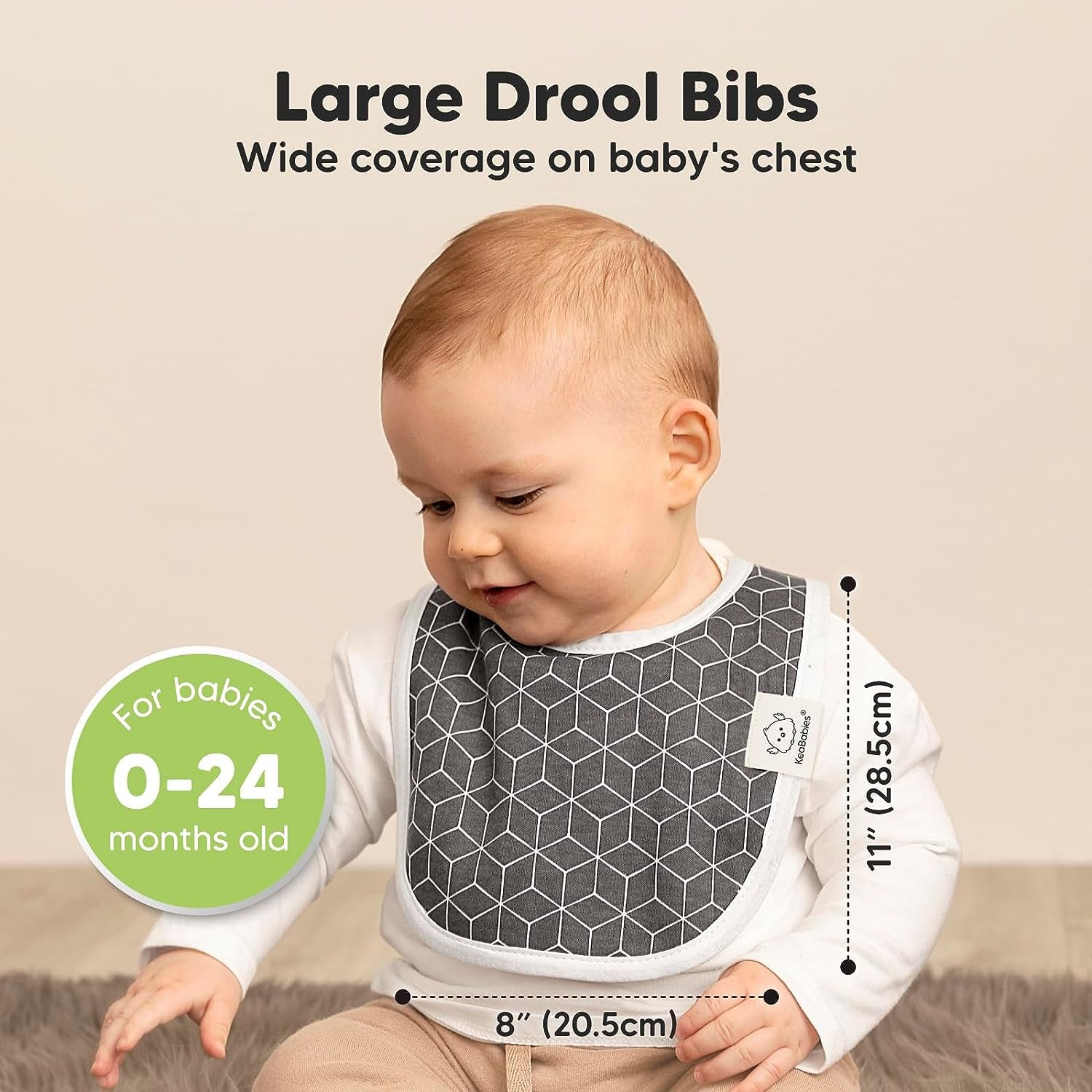 Organic Baby Bibs for Boys & Girls - Organic Cotton Teething Bib - Infant Bibs - Machine Washable Cloth Bib - 0-24 Months Baby Drool Bibs (Grayscale)