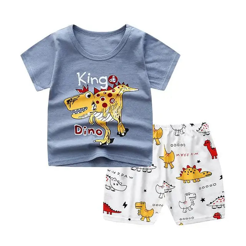 2021 New Summer Children Clothing Set Cotton Cartoon Kids Baby Boys Girls Suit Set 2-Pieces Baby Clothes