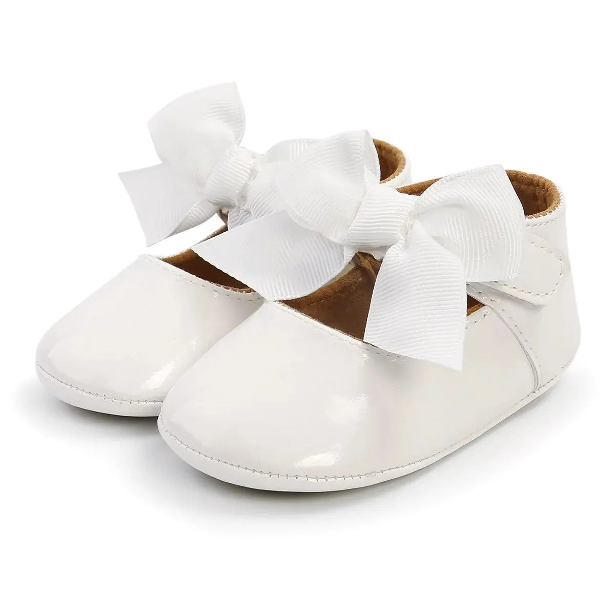 Baby Shoes Bowknot Rubber Sole Anti-Slip PU Ballet Slippers Baby Girl Dress Shoes First Walker Toddler Crib Shoes