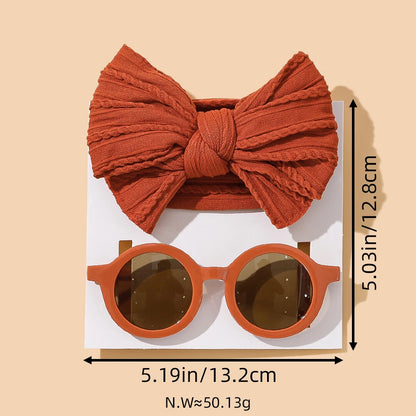 2/3Pcs/Set Newborn Baby Headband for Girls Elastic Knit with Sunglasses Children Turban Soft Kids Bow Headwear Hair Accessories