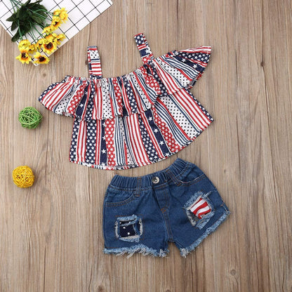 Toddler Girls Summer Short Set Halter Ruffle Top+Floral Shorts Summer Clothes 2 PCS Outfit