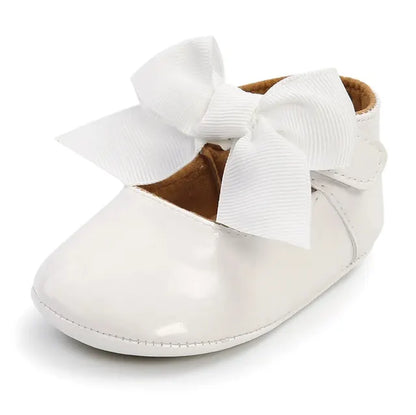 Baby Shoes Bowknot Rubber Sole Anti-Slip PU Ballet Slippers Baby Girl Dress Shoes First Walker Toddler Crib Shoes